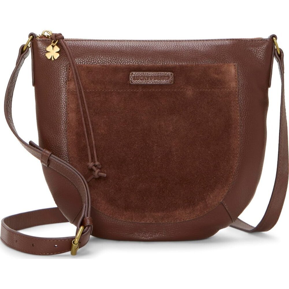 Crossbody Bag Leather Womens Zipper Closure Dark Cappuccino Compact